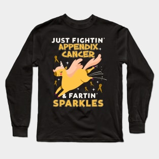 appendix cancer funny unicorn farting sparkles Long Sleeve T-Shirt